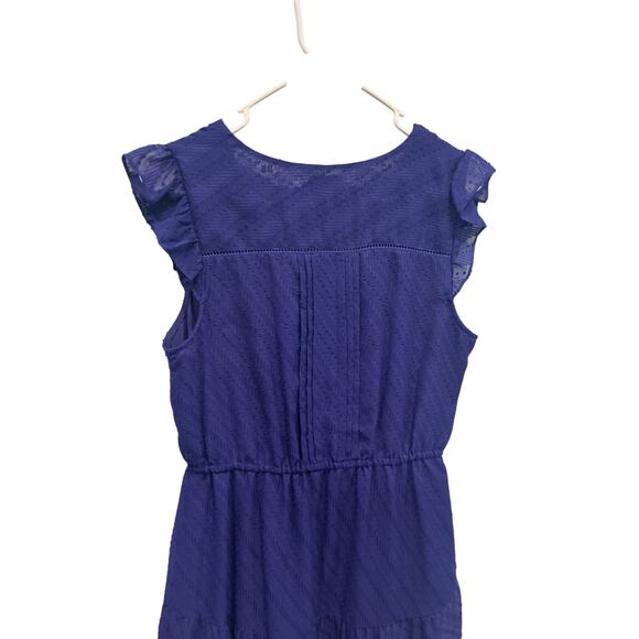HD In Paris Womens Tiered Mini Dress Size 8 Ruffle Swiss Dot Blue Boho Anthro - Picture 7 of 10